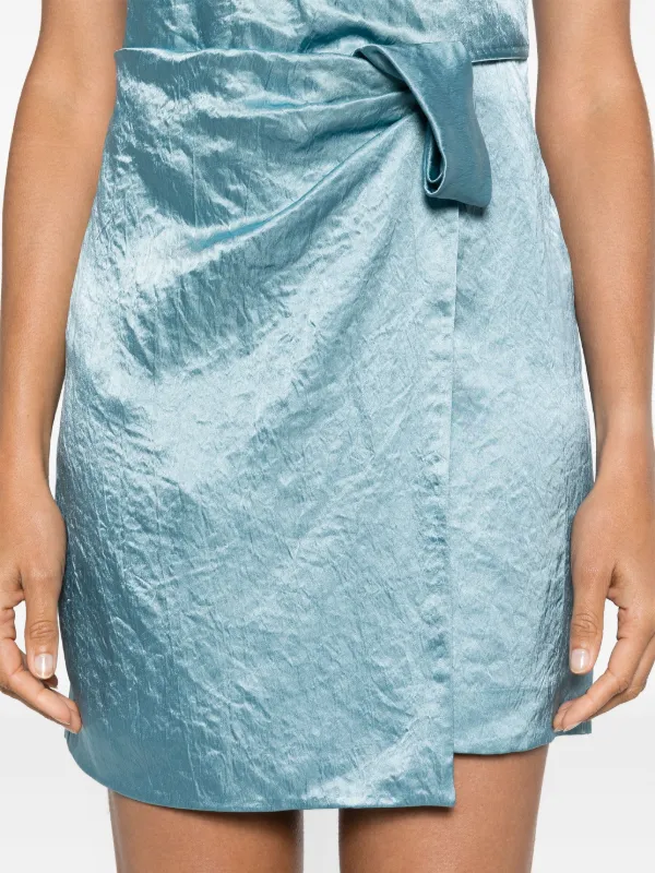 Nanushka crinkled-finish Satin Minidress | Blue | FARFETCH
