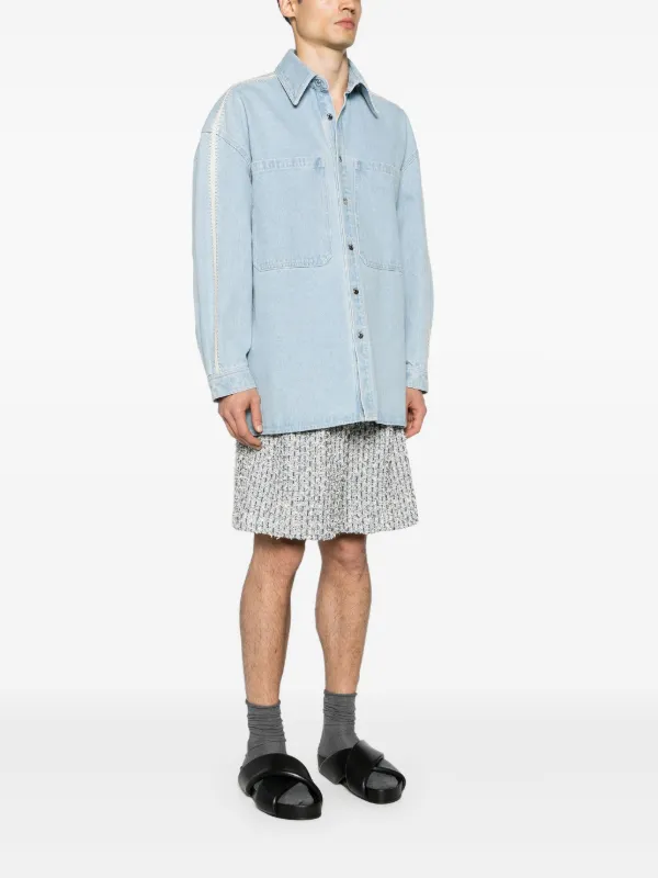 Nanushka crochet-detaling Denim Shirt Jacket Blue FARFETCH TR