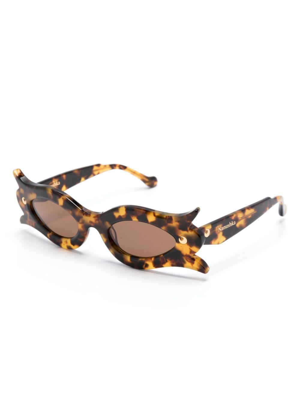 Shop Nanushka Tully Floral-frame Sunglasses In Brown