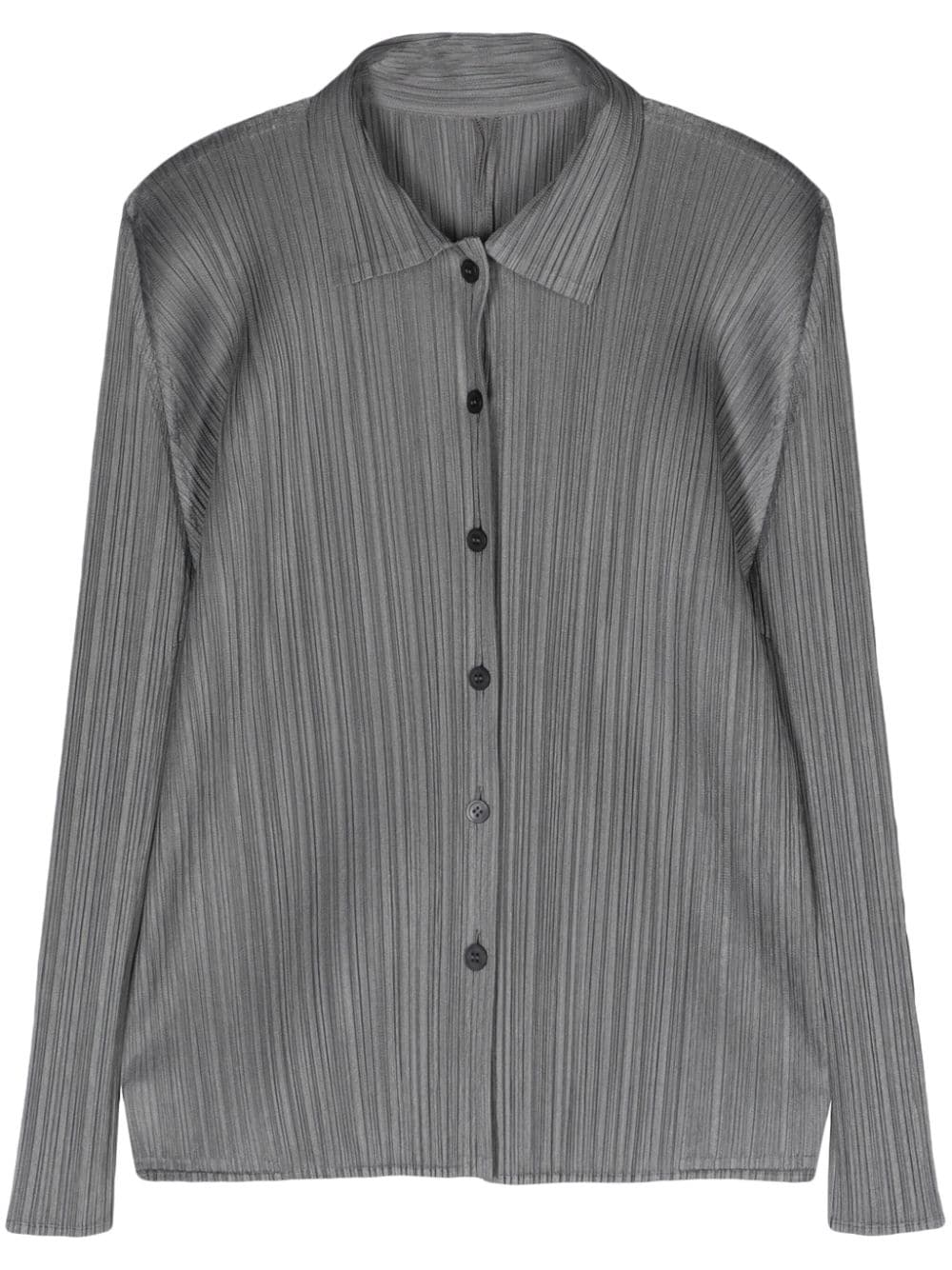 Issey Miyake Classic-collar Plissé Shirt In Gray
