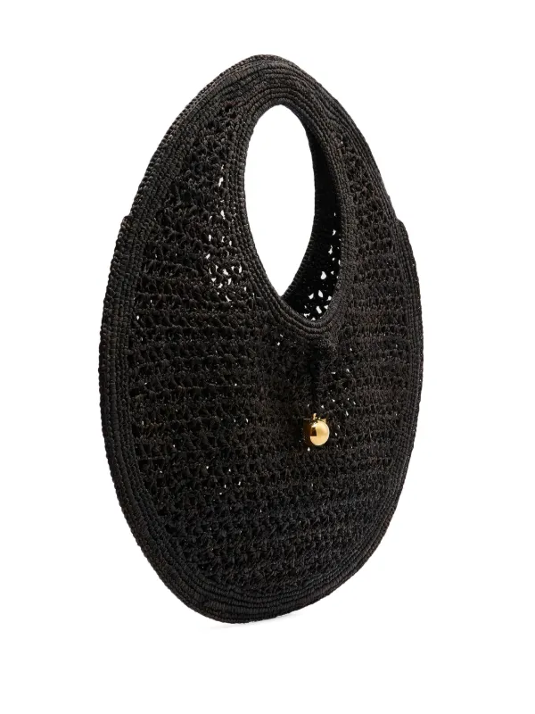 Jacquemus Le Rond Spiaggia Raffia Shoulder Bag | Black