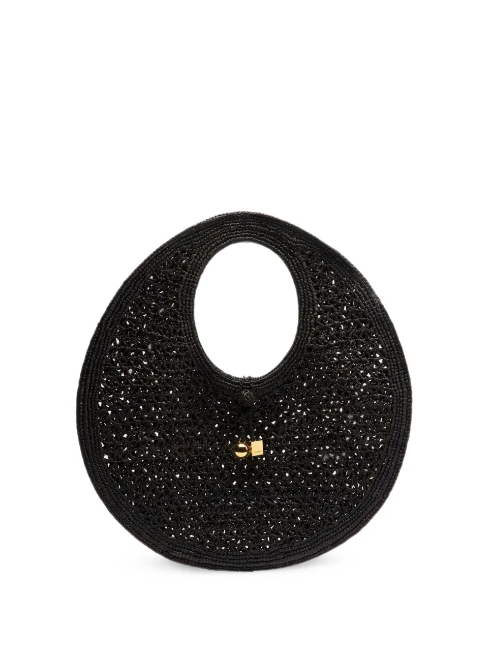 Jacquemus Le Rond Spiaggia raffia schoudertas Zwart