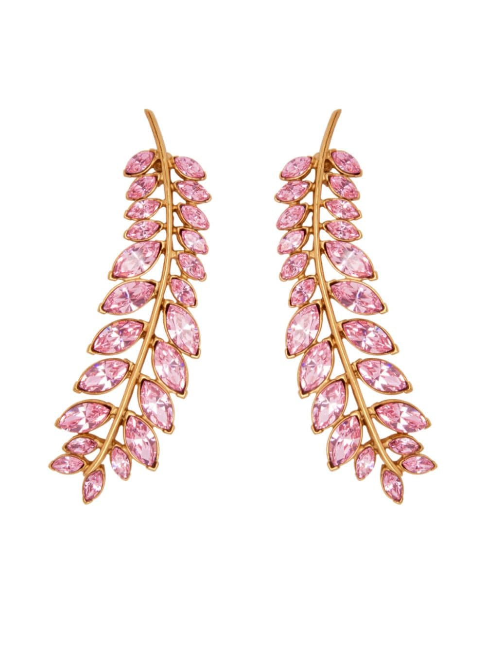 Shop Oscar De La Renta Crystal Branch Earrings In Gold