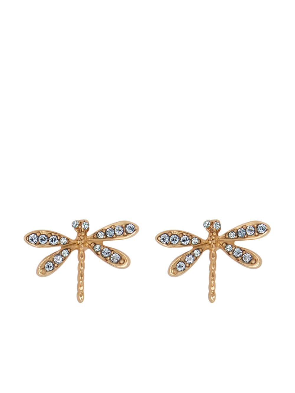 Shop Oscar De La Renta Dragonfly Crystal-embellished Earrings In Blue