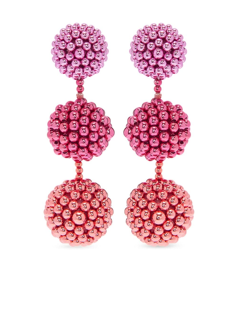Oscar De La Renta Beaded Sphere Clip-on Earrings In Pink