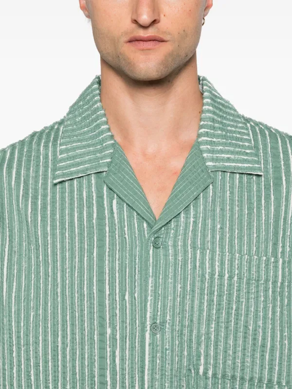 Craig Green hand-frayed Striped Shirt | Green | FARFETCH IL