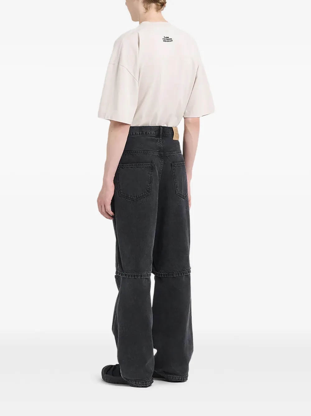 Études Studio Ruimvallende jeans met gelaagd kniedetail - Zwart