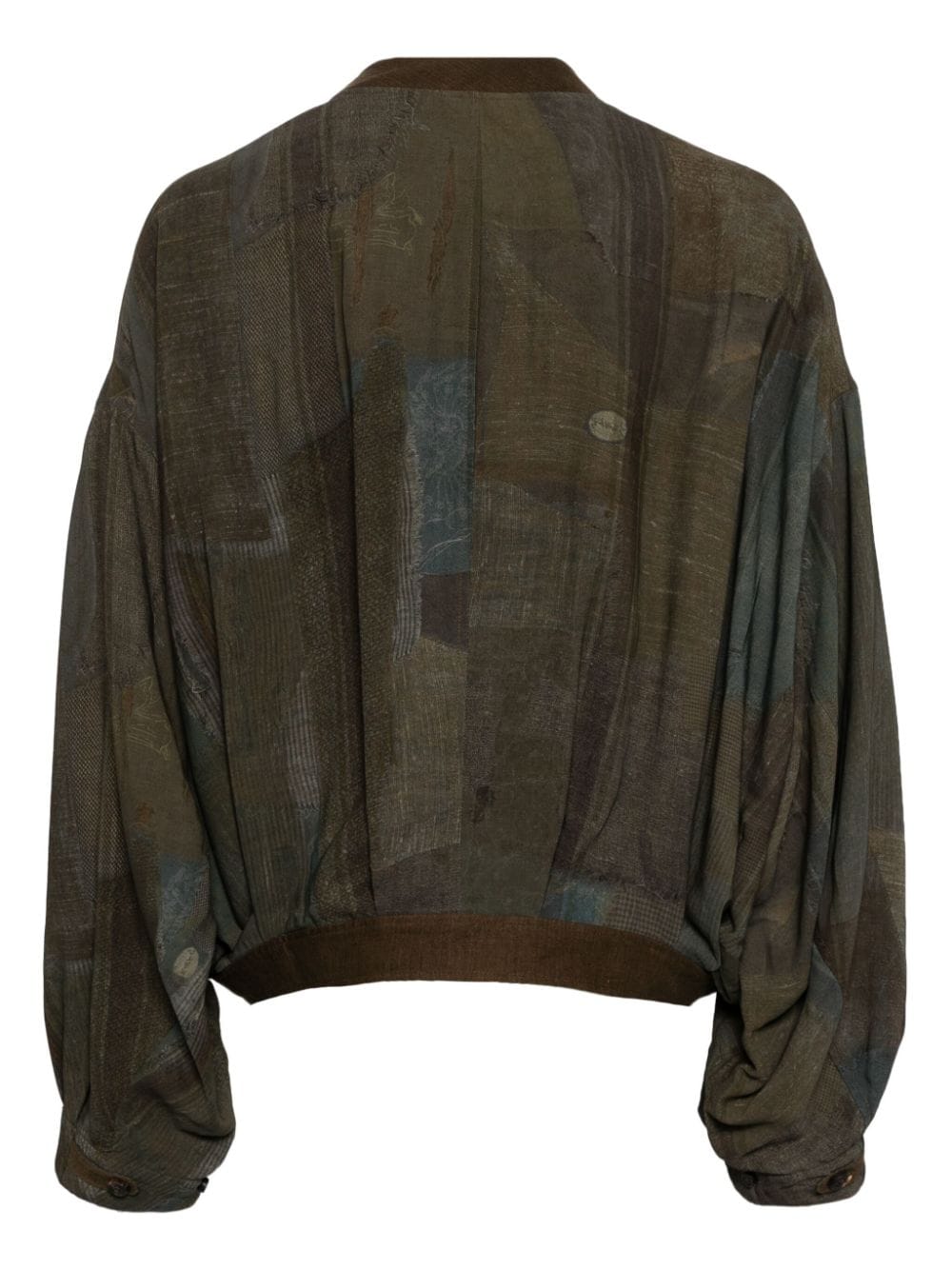 Ziggy Chen distressed check-print bomber jacket - Groen