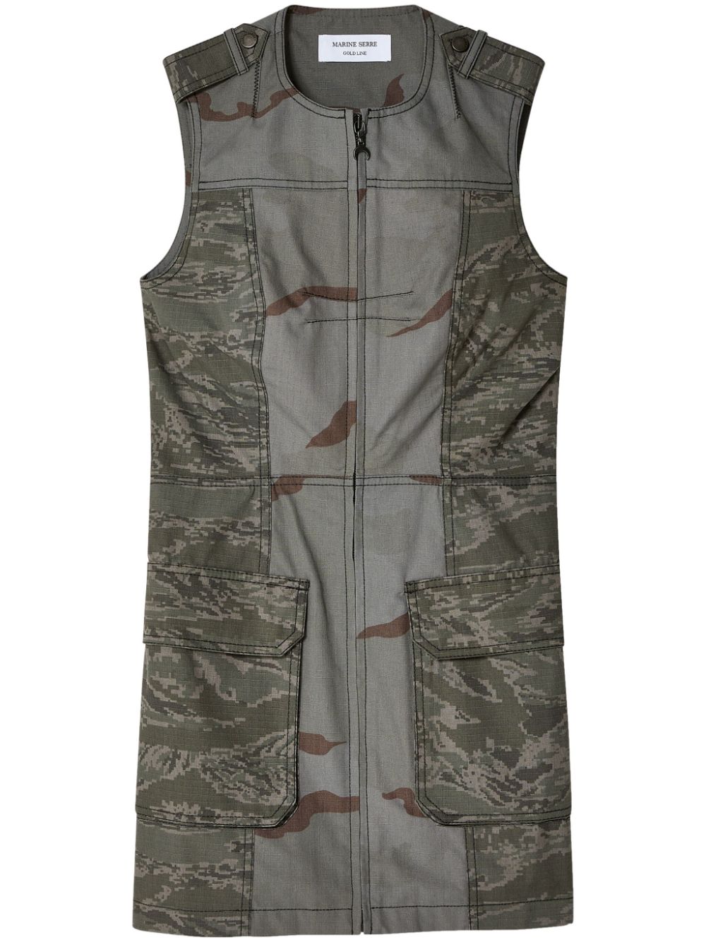 Shop Marine Serre Regenerated Camouflage Mini Dress In Grey