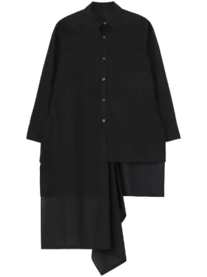 Yohji Yamamoto Cotton Asymmetric Shirt | Black | FARFETCH CA
