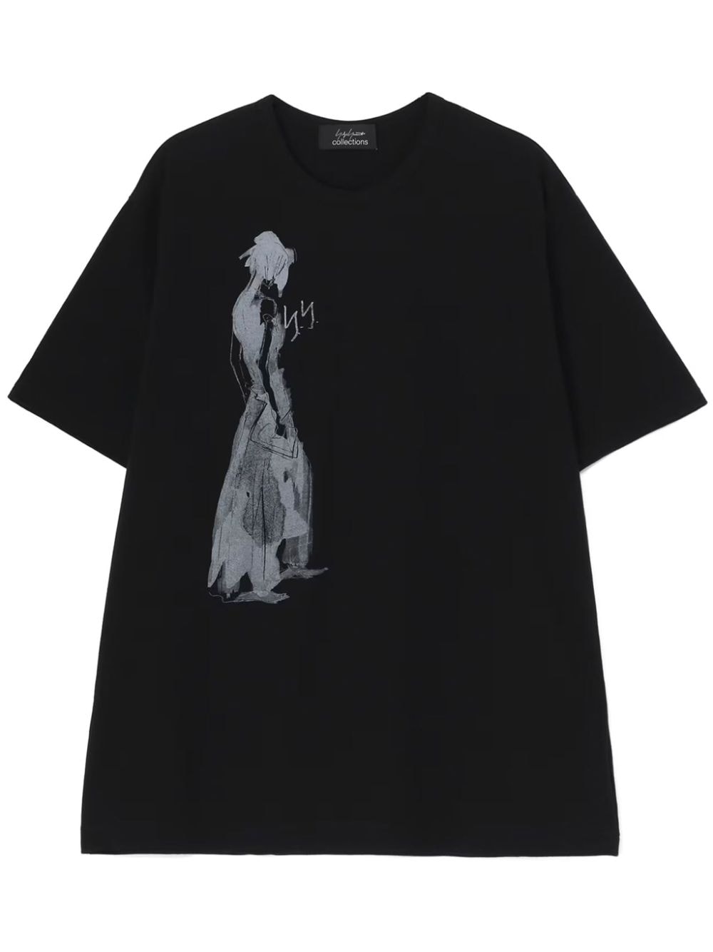 Yohji Yamamoto Katoenen T-shirt met grafische print Zwart