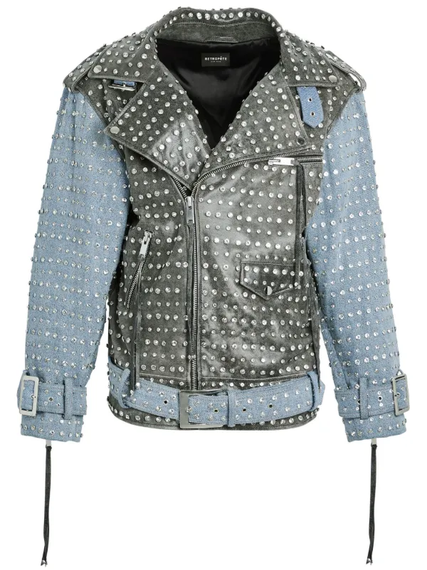 Rhinestone denim jacket top