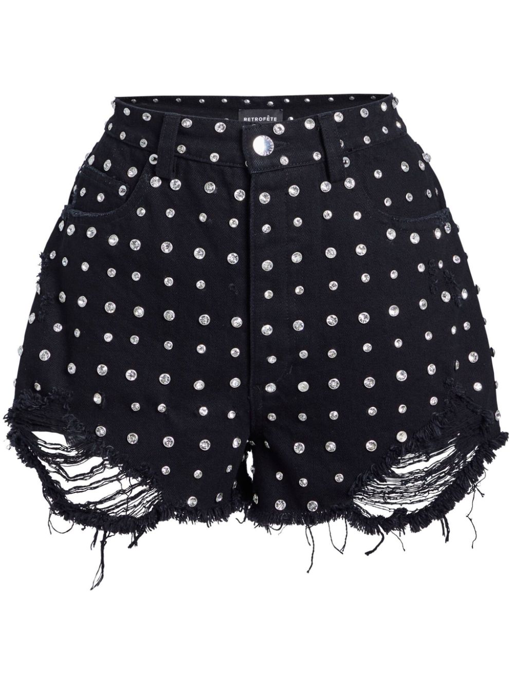 Shop Retroféte Angel Crystal-embellished Shorts In Black