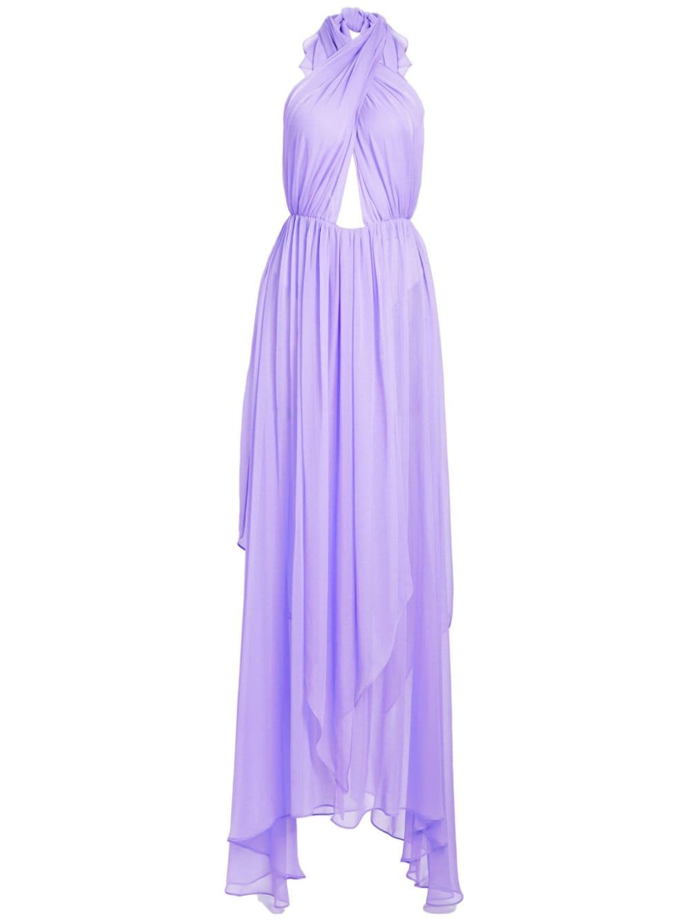 Retroféte Ina Halterneck Silk Dress In Purple