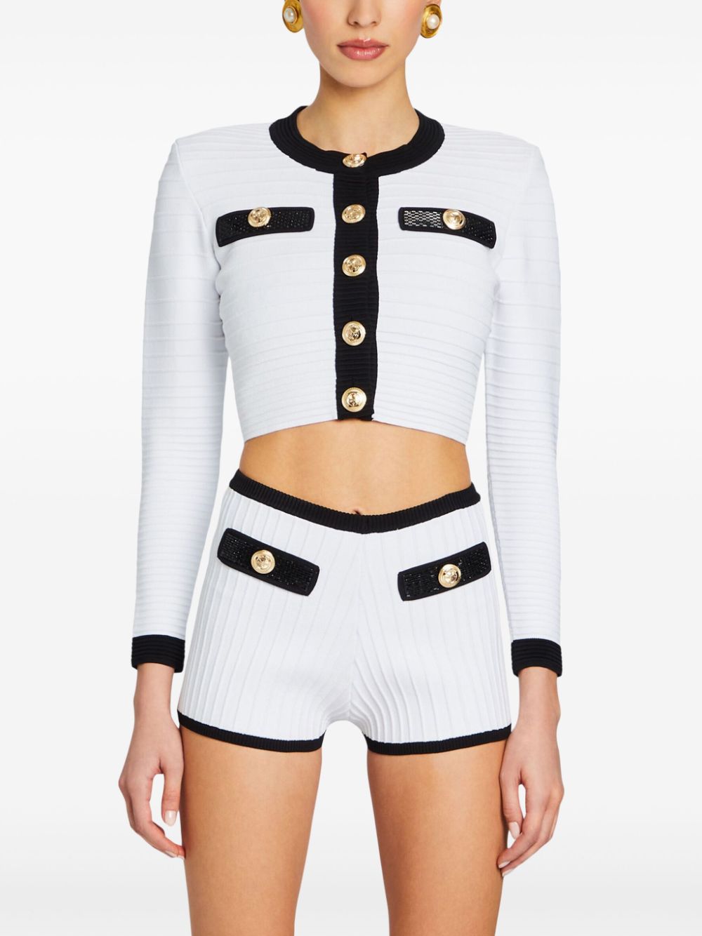 Shop Retroféte Ainsley Cropped Knit Jacket In White