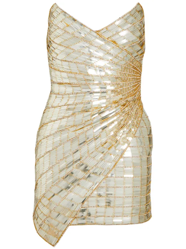 Retrofete Aura Embellished Mini Dress Gold FARFETCH RO