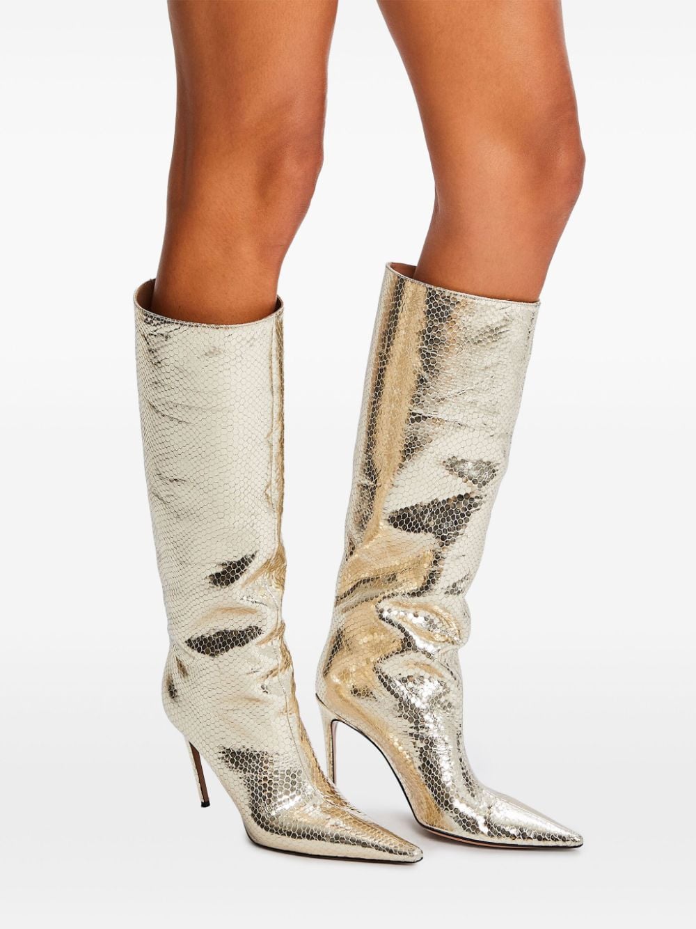 Shop Retroféte Frida 110mm Leather Boots In Gold