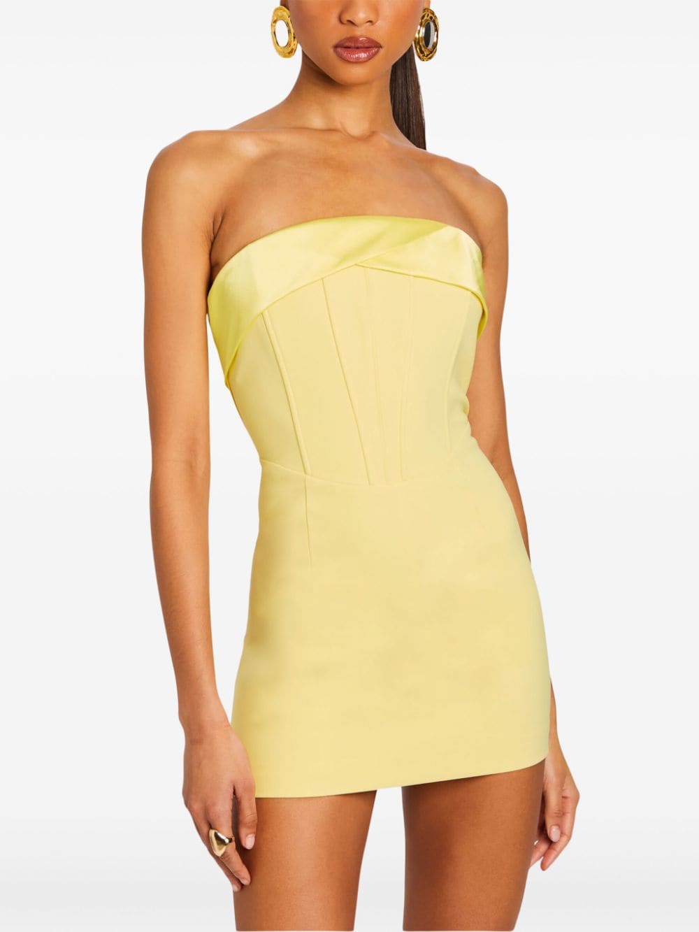 Shop Retroféte Lydia Strapless Minidress In Yellow