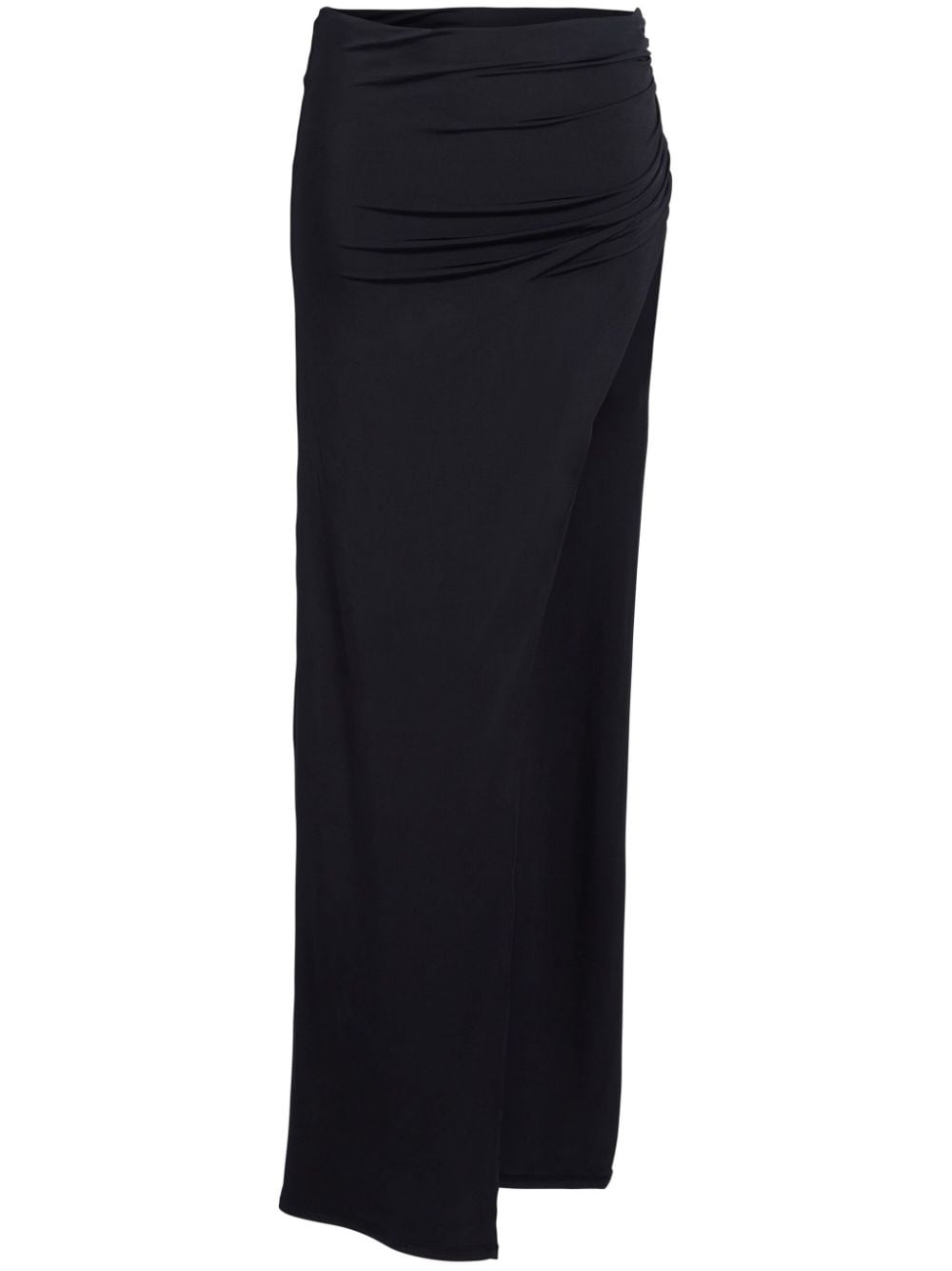 Shop Retroféte Lindsey Ruched Side-slit Skirt In Black