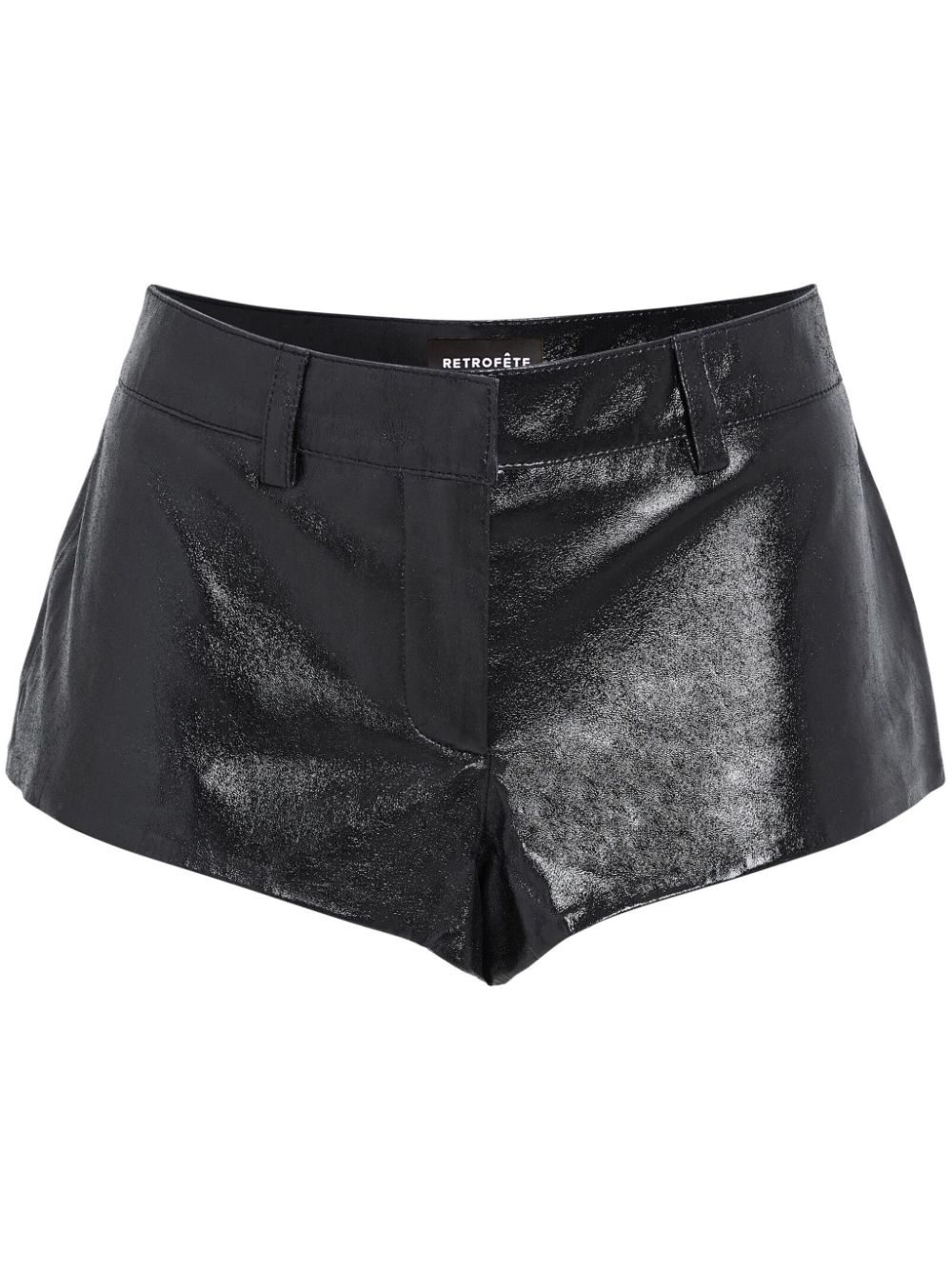 Shop Retroféte Aven Leather Mini Shorts In Black