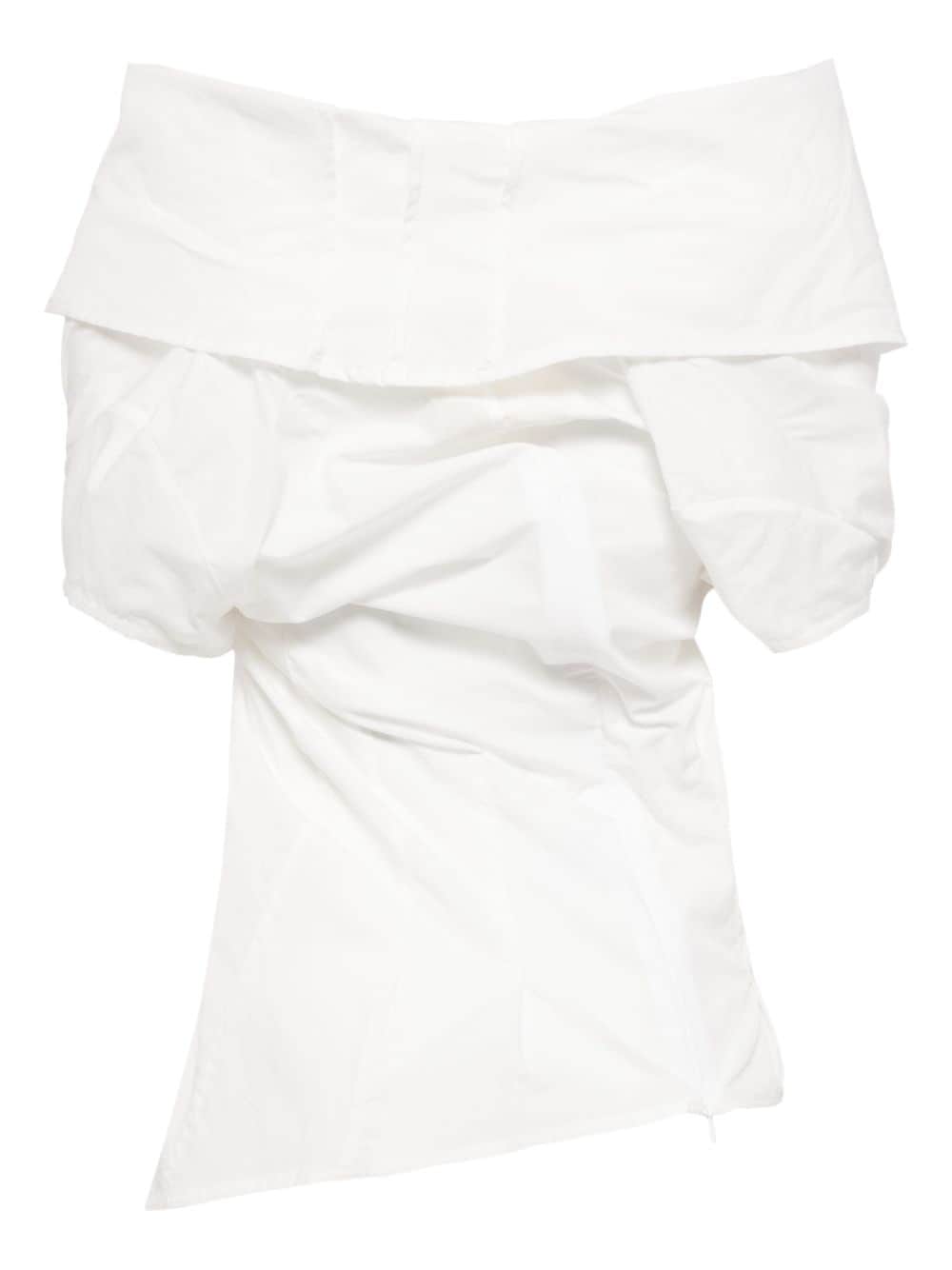 Shop Marc Le Bihan Draped Asymmetric Cotton Blouse In White
