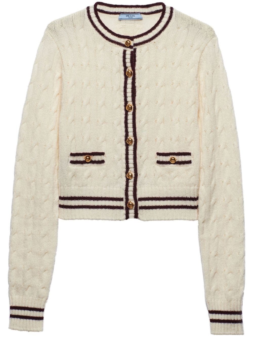 Shop Prada Cable-knit Wool Jumper In White