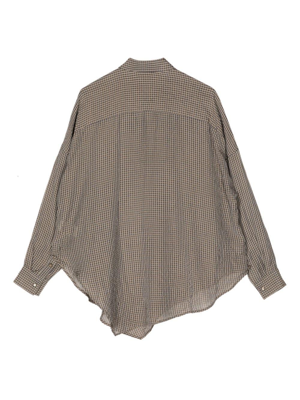 Shop Forme D'expression Gingham Check-print Asymmetric Shirt In Brown