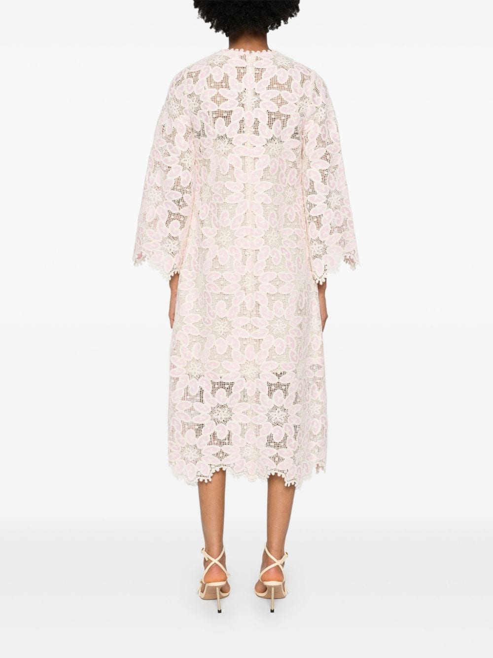 Shop Zimmermann Ottie Lace Midi Dress In Neutrals