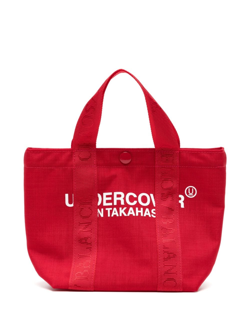 Undercover logo-print canvas tote bag Rood