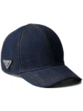 Prada logo-patch denim baseball cap - Blue