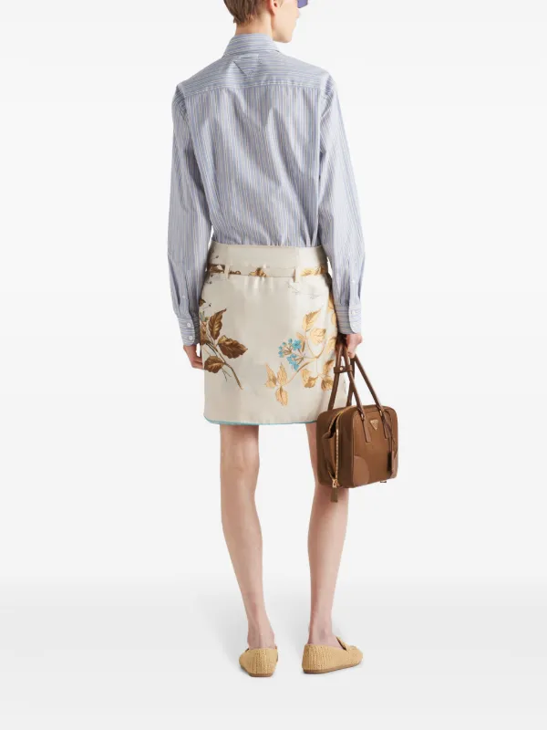 Prada floral-print Silk Skirt | Neutrals | FARFETCH