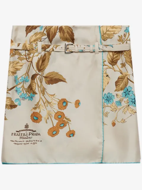 Prada floral-print silk skirt