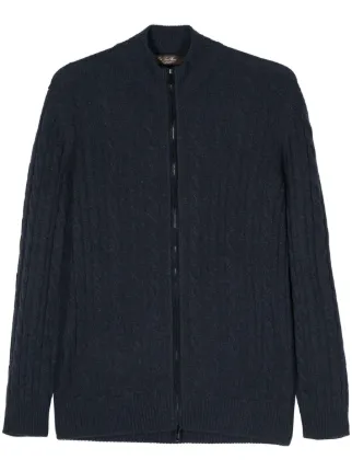 Loro Piana cable knit Cashmere Cardigan Blue FARFETCH AE