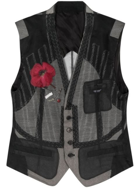 Undercover floral-appliqué embroidered waistcoat 