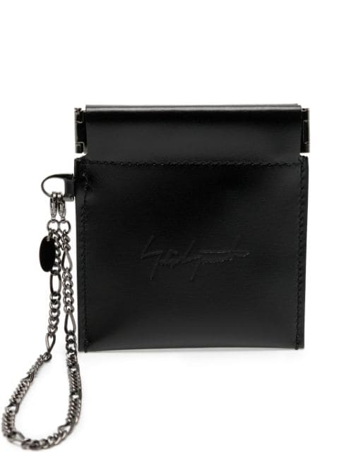 Yohji Yamamoto logo-debossed leather pouch