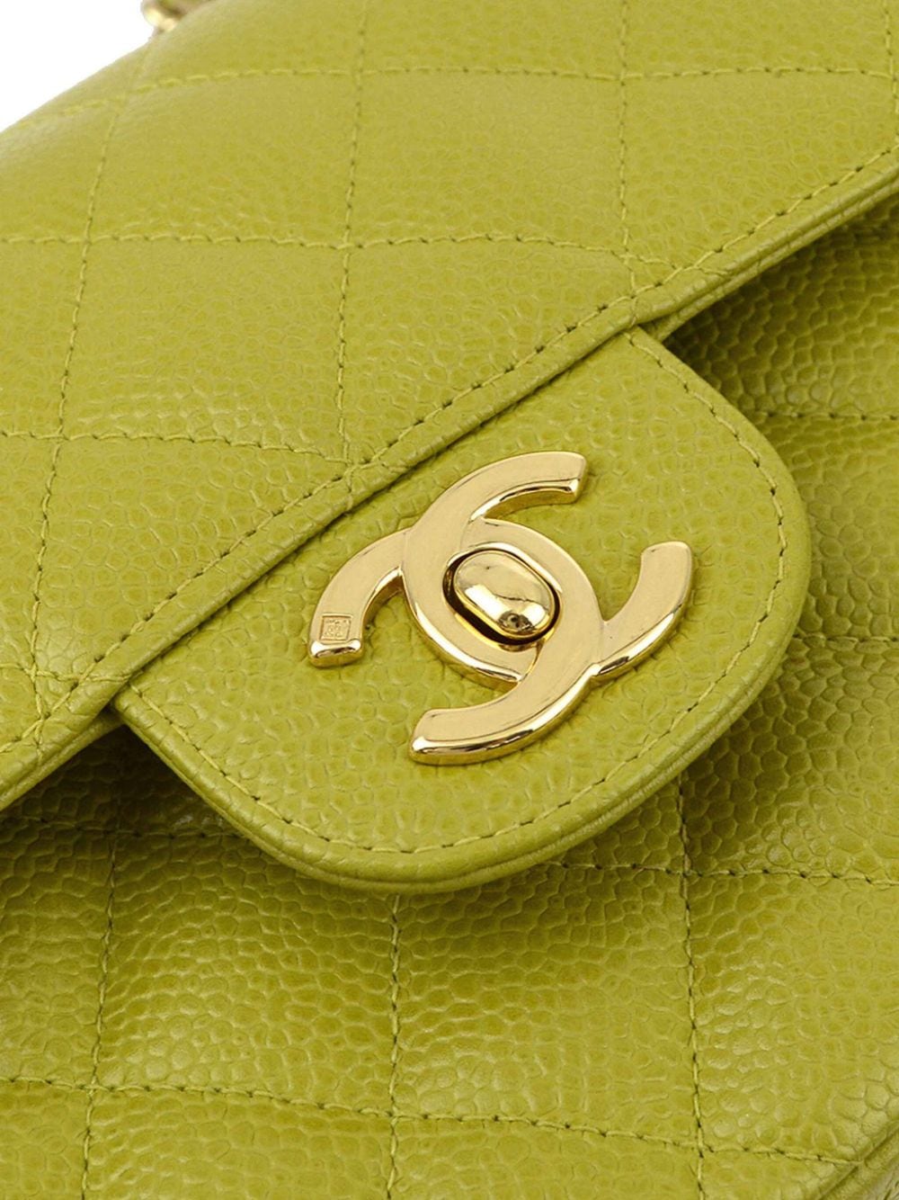Pre-owned Chanel 2003 Small Double Flap Shoulder Bag In Green