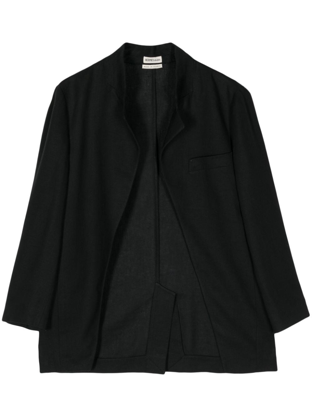 Pre-owned Hermes 1990-2000s Open-front Linen Jacket In Black