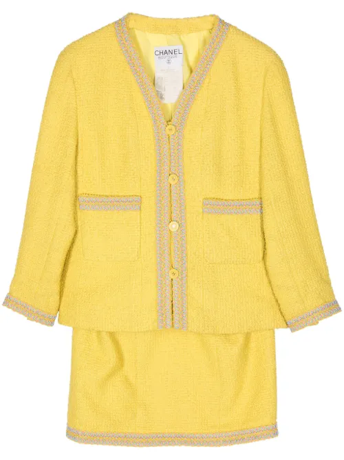 Tailleur-jupe en fil bouclé à simple boutonnage (1994) - CHANEL Pre-Owned - Modalova