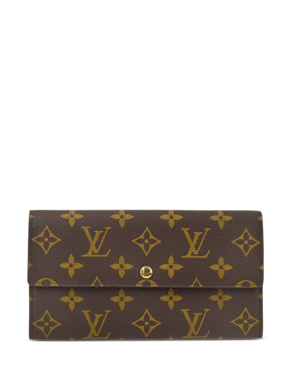 Pre-owned Louis Vuitton 2002 Monogram-canvas Wallet In Brown