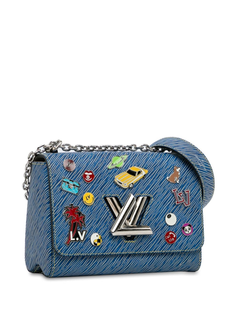 Pre-owned Louis Vuitton Limited Edition Pins Embellished Epi Twist Mm 斜挎包（2017年典藏款） In Blue