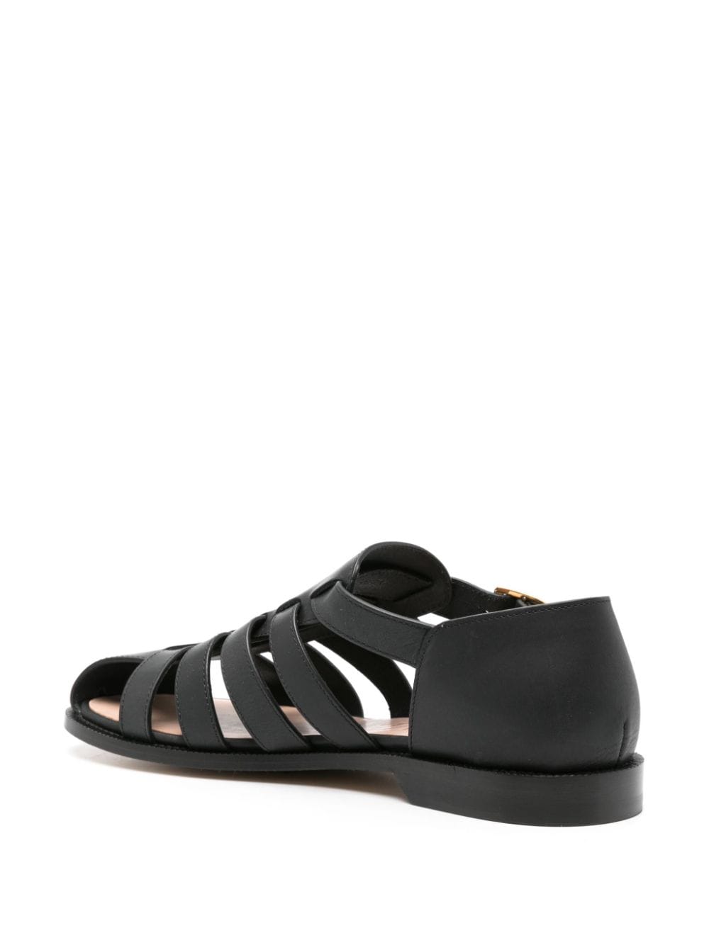 Shop Loewe Campo Leather Sandals In Black