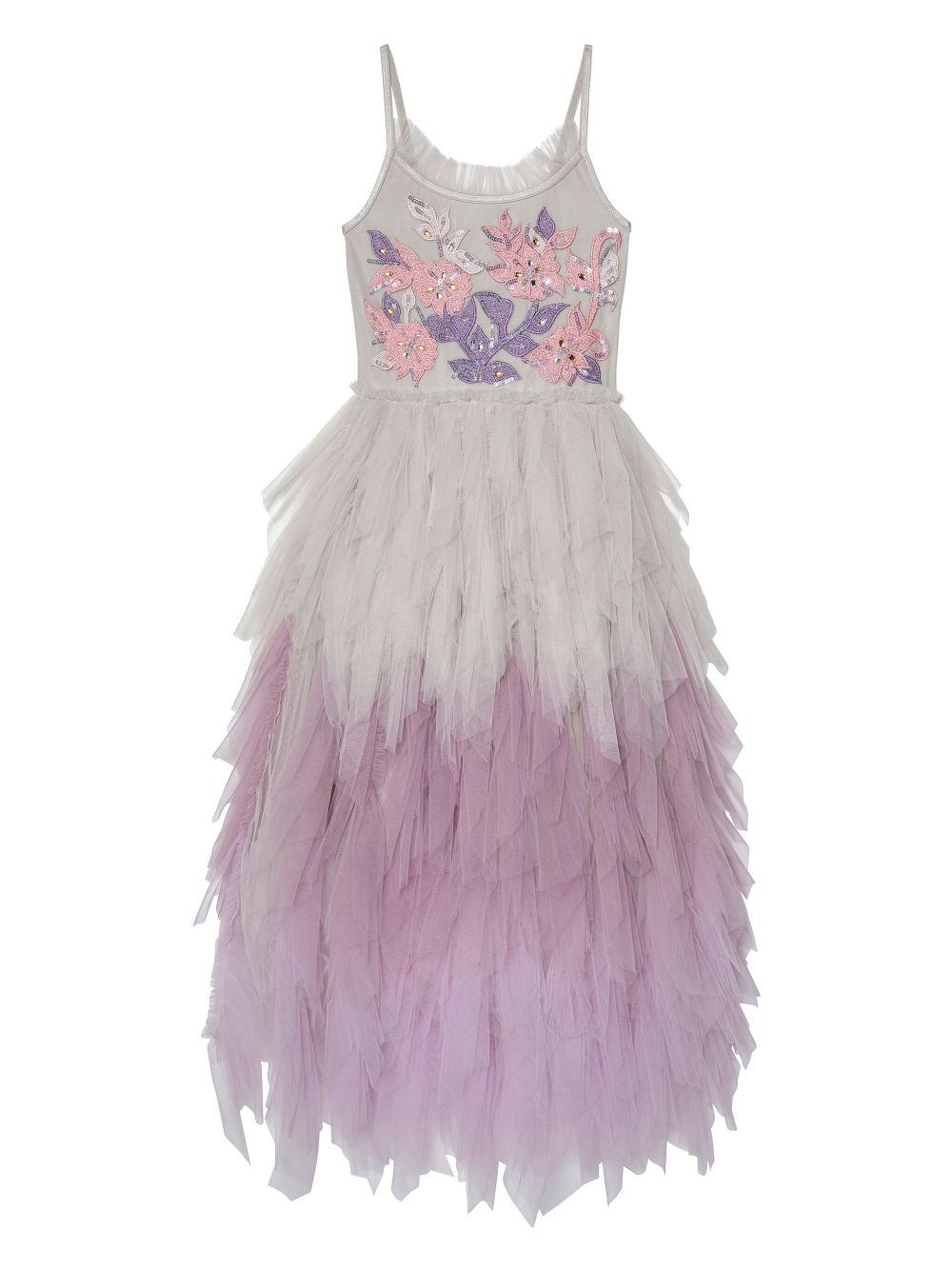 Tutu Du Monde Show Must Go On floral-appliqué long tutu dress - Grey