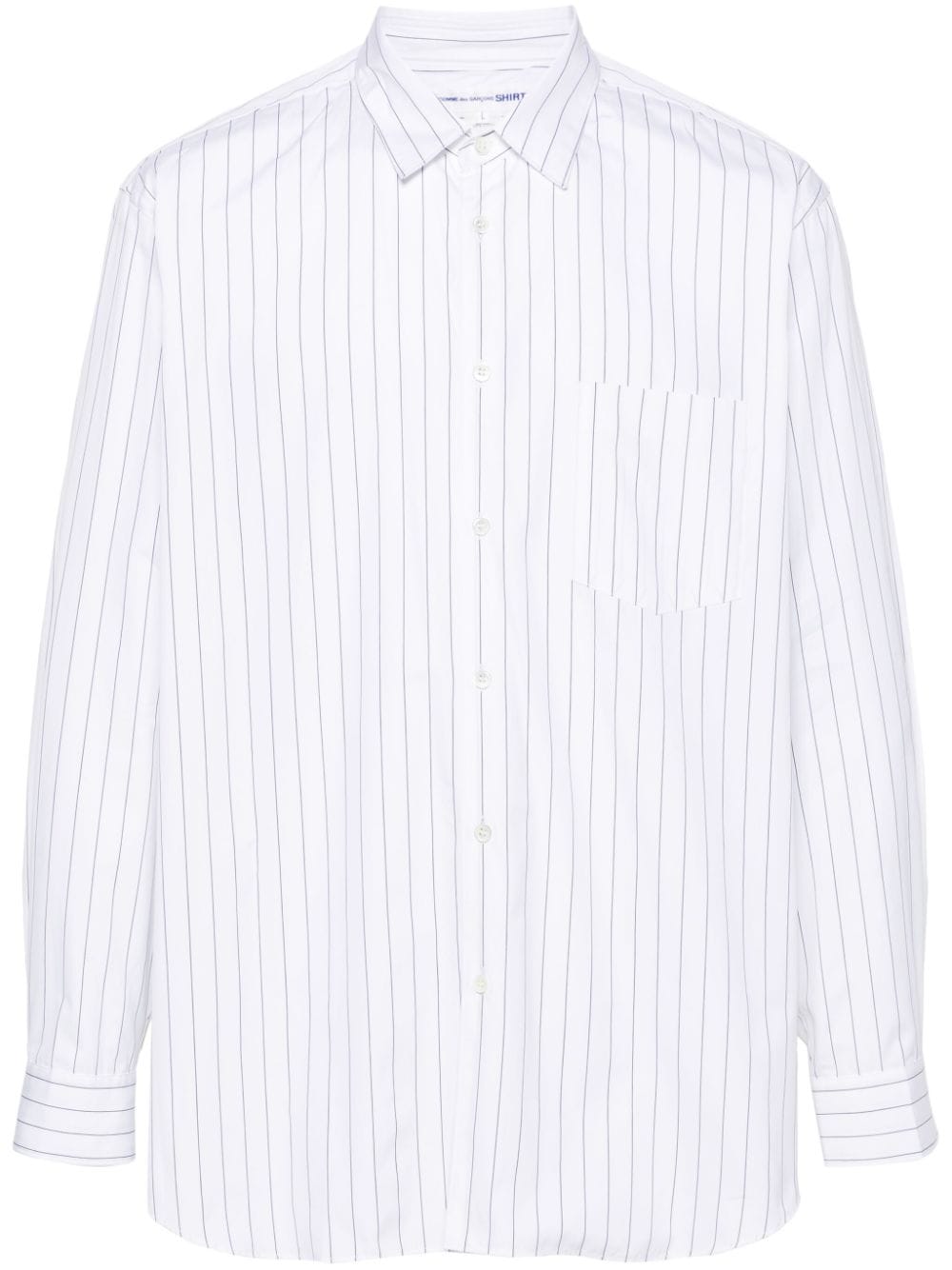 Shop Comme Des Garçons Pinstriped Cotton Shirt In White