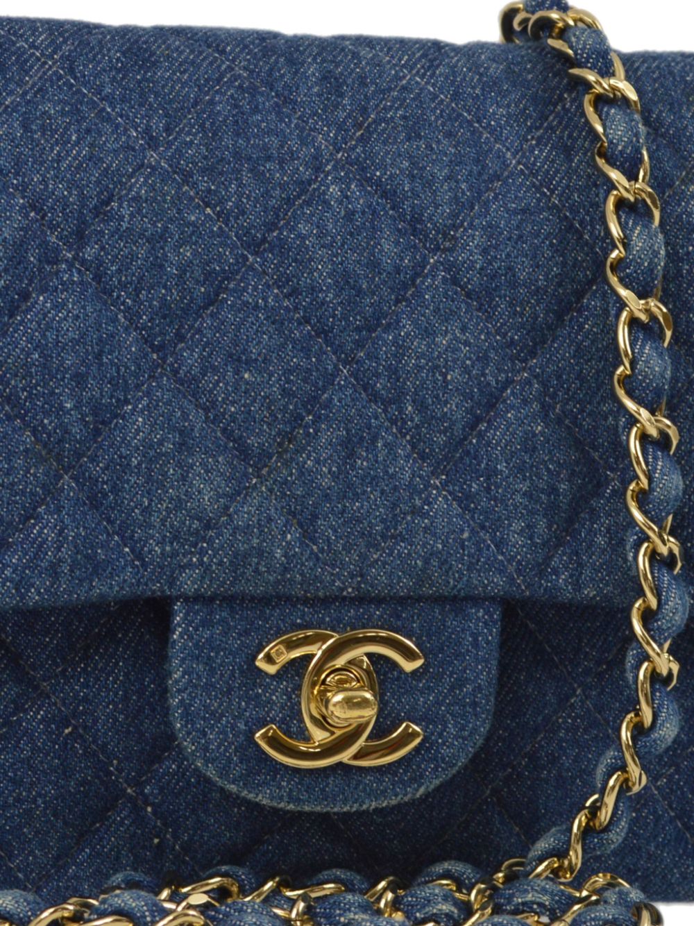 Pre-owned Chanel 1998 Medium Double Flap Shoulder Bag In Blue