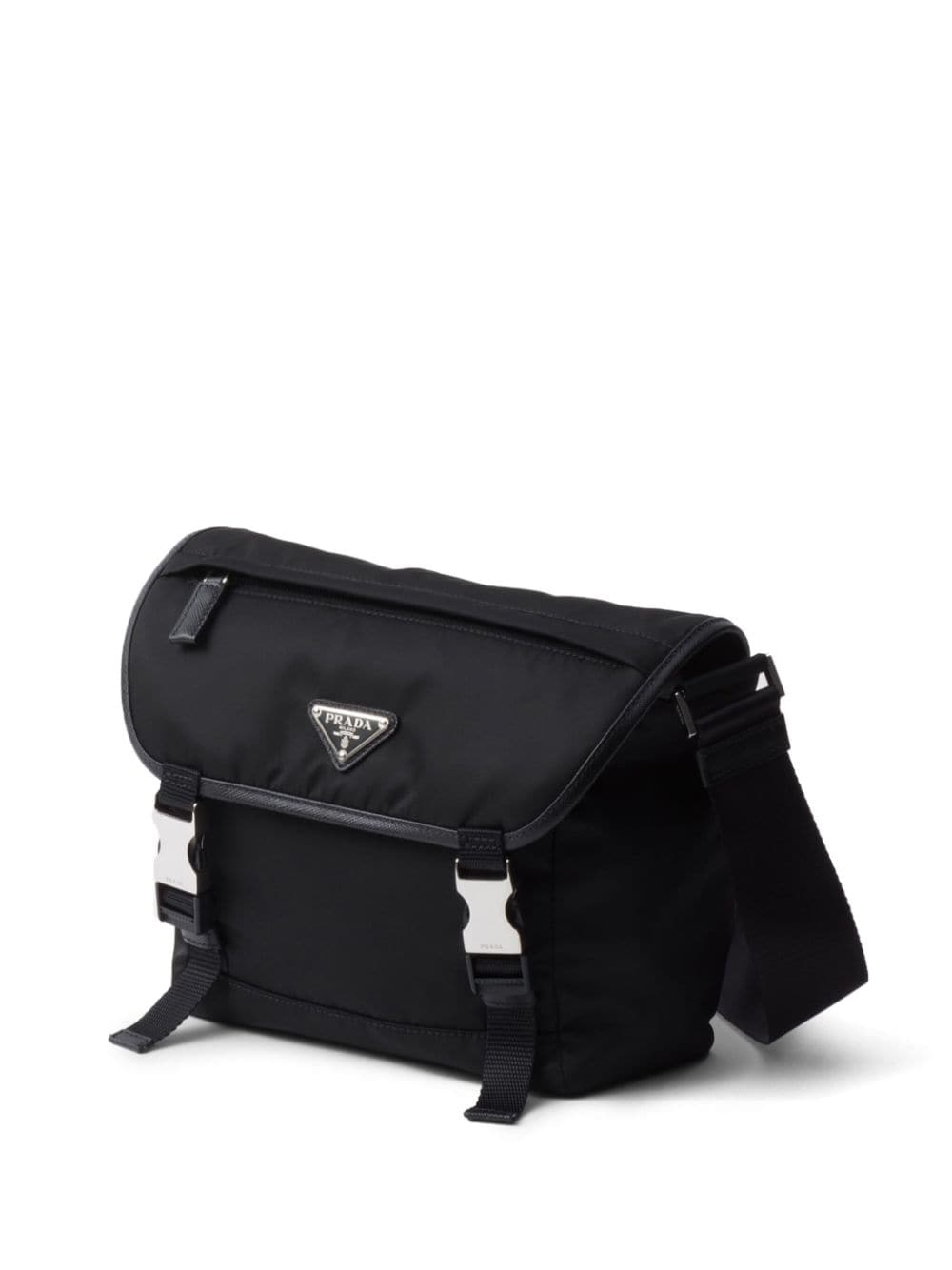 Shop Prada Logo-patch Shoulder Bag In Black