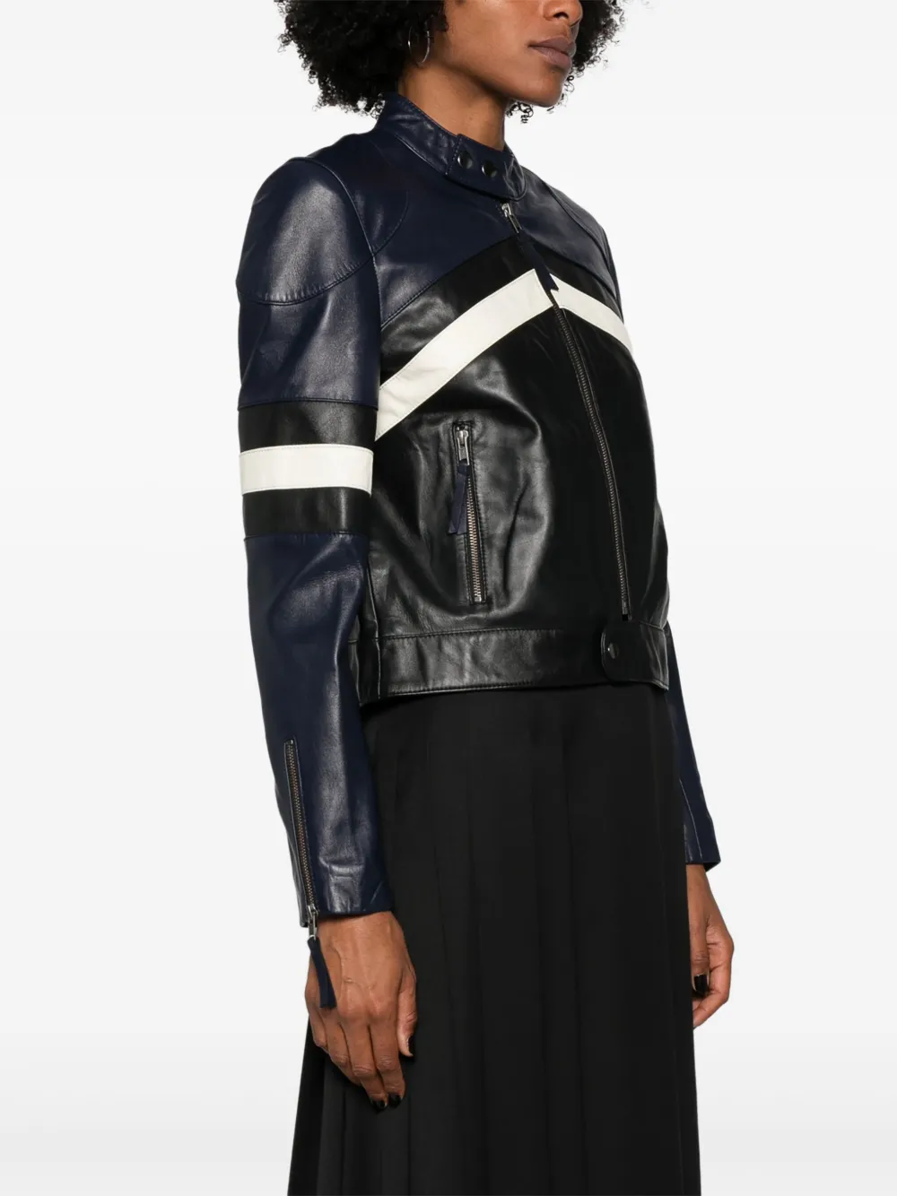 Shop P.a.r.o.s.h Zip-up Leather Biker Jacket In Black