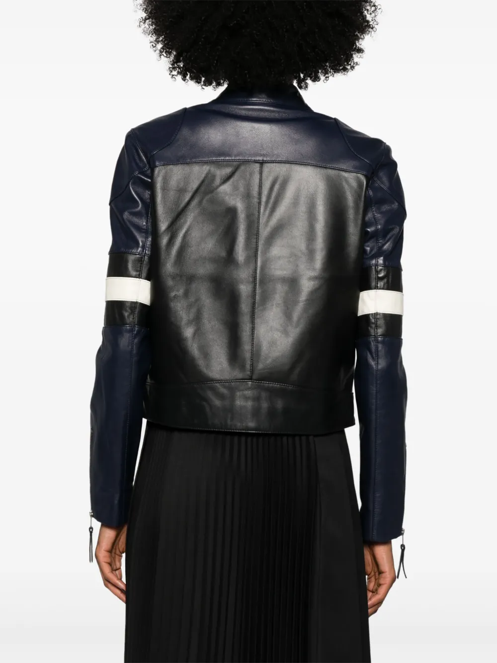 Shop P.a.r.o.s.h Zip-up Leather Biker Jacket In Black