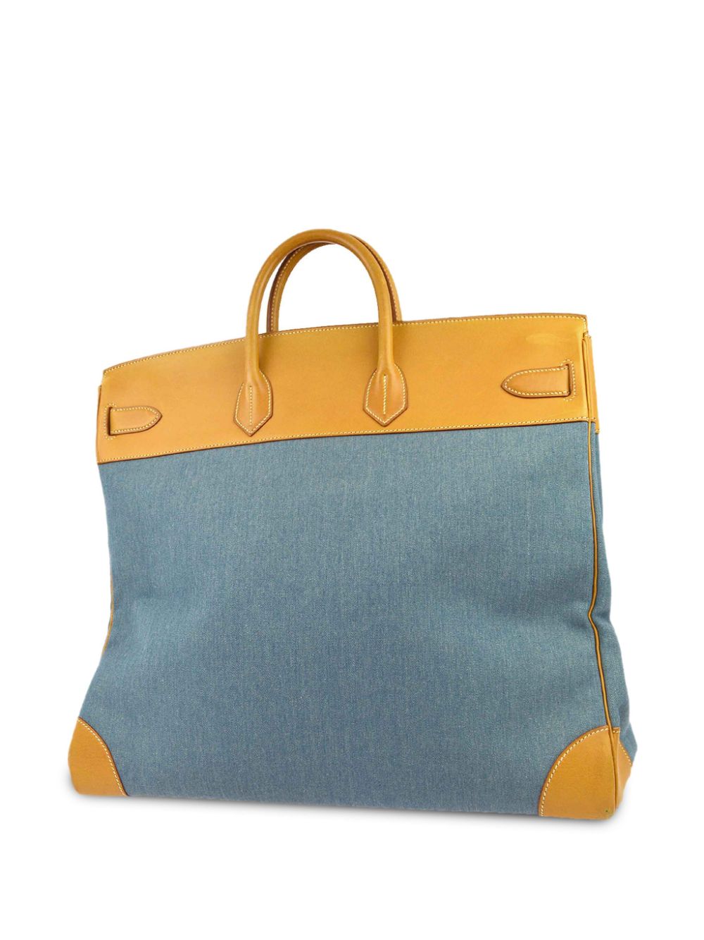 Pre-owned Hermes 1998 Haut À Courroies Denim Handbag In Blue