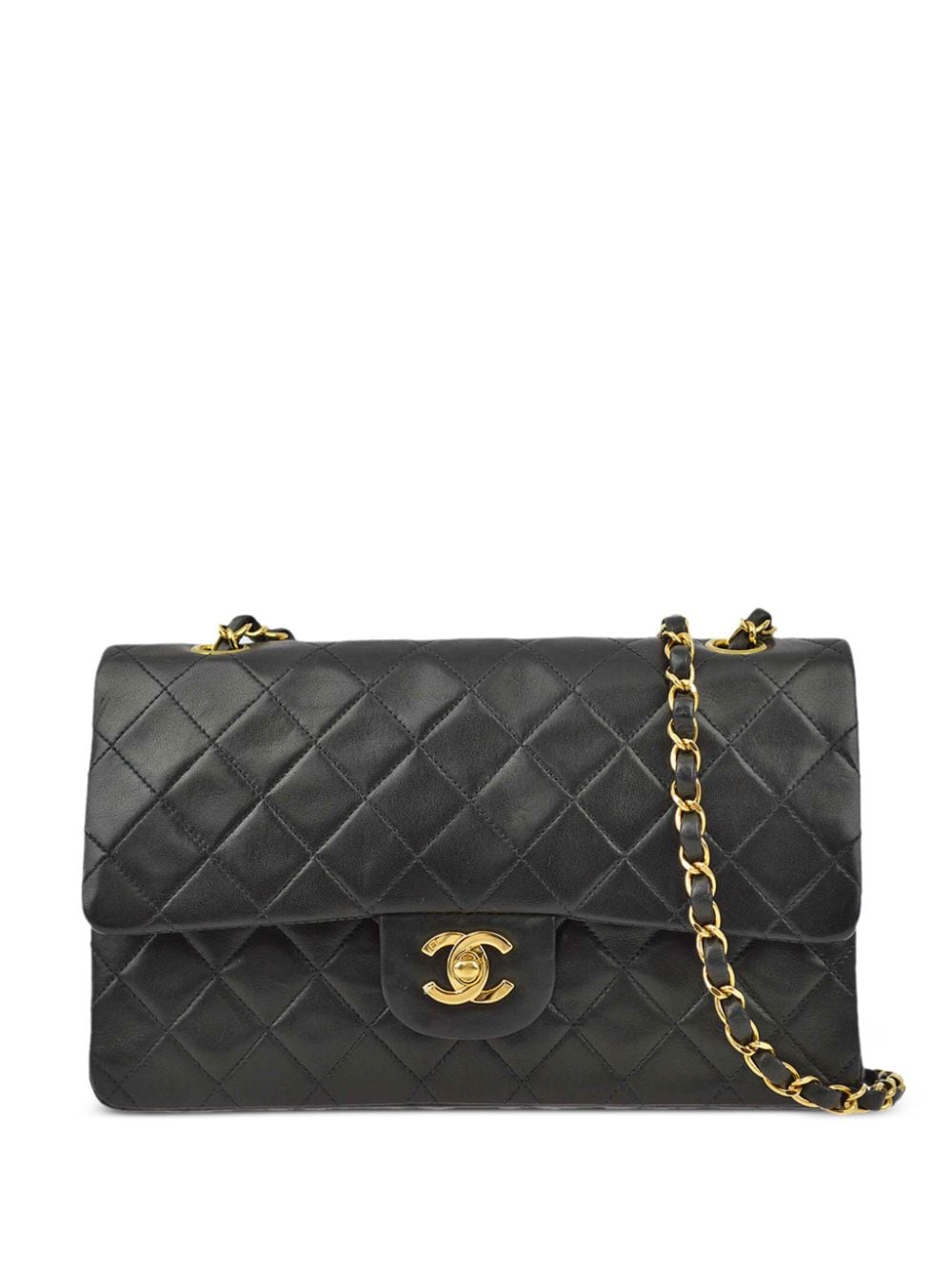 Pre-owned Chanel 1998 Medium Double Flap Shoulder Bag In Black