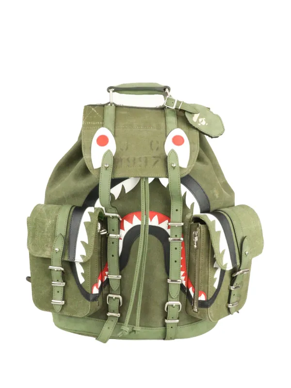 Readymade x A BATHING APE Buckled Canvas Backpack Green FARFETCH AU